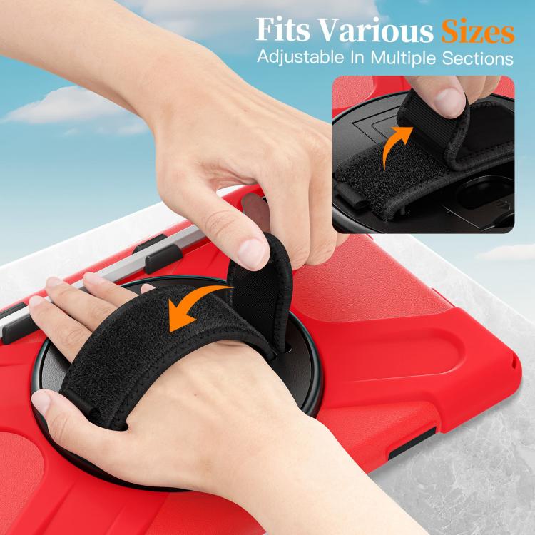 For Samsung Galaxy Tab S11 2025 Rotatable Holder Silicone Hybrid PC Tablet Case with Shoulder Strap