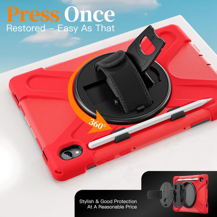 For Samsung Galaxy Tab S11 2025 Rotatable Holder Silicone Hybrid PC Tablet Case with Shoulder Strap