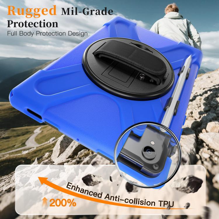 For Samsung Galaxy Tab S11 2025 Rotatable Holder Silicone Hybrid PC Tablet Case with Shoulder Strap