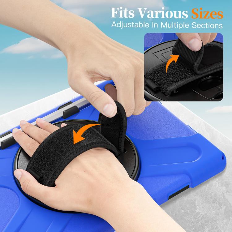 For Samsung Galaxy Tab S11 2025 Rotatable Holder Silicone Hybrid PC Tablet Case with Shoulder Strap