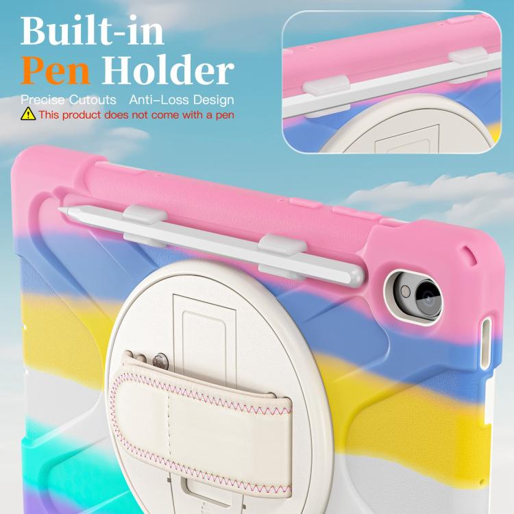 For Samsung Galaxy Tab S11 2025 Rotatable Holder Silicone Hybrid PC Tablet Case with Shoulder Strap