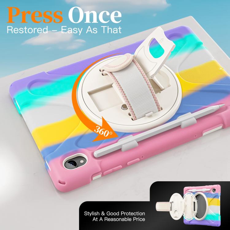 For Samsung Galaxy Tab S11 2025 Rotatable Holder Silicone Hybrid PC Tablet Case with Shoulder Strap