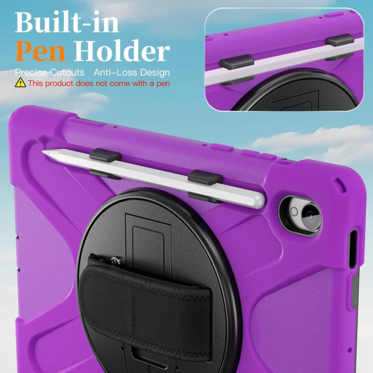 For Samsung Galaxy Tab S11 2025 Rotatable Holder Silicone Hybrid PC Tablet Case with Shoulder Strap