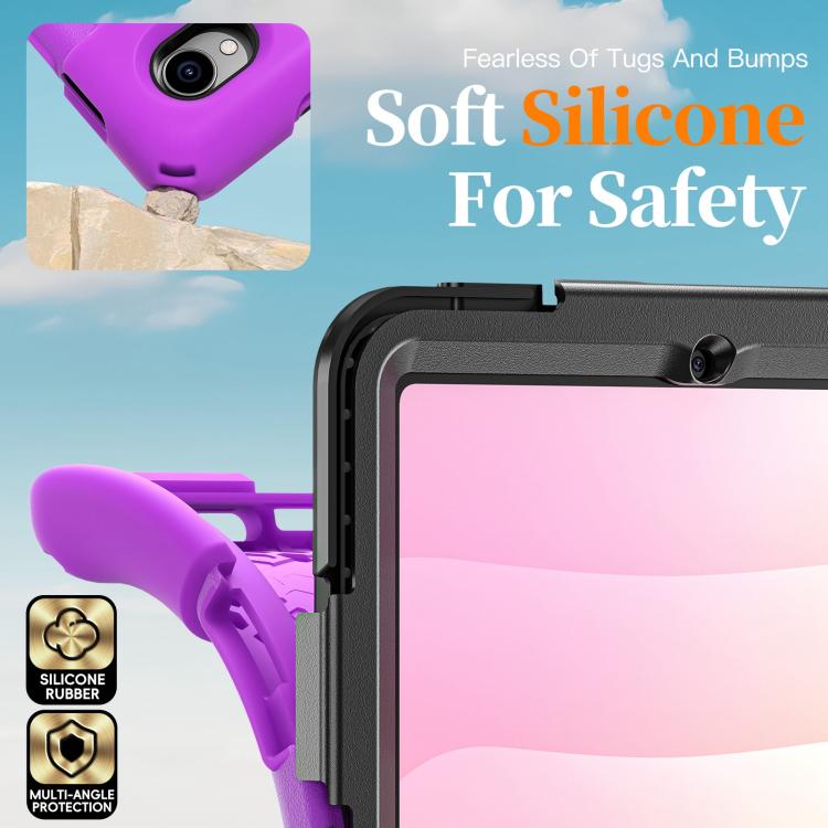 For Samsung Galaxy Tab S11 2025 Rotatable Holder Silicone Hybrid PC Tablet Case with Shoulder Strap