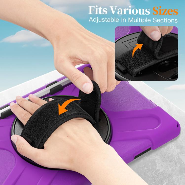 For Samsung Galaxy Tab S11 2025 Rotatable Holder Silicone Hybrid PC Tablet Case with Shoulder Strap