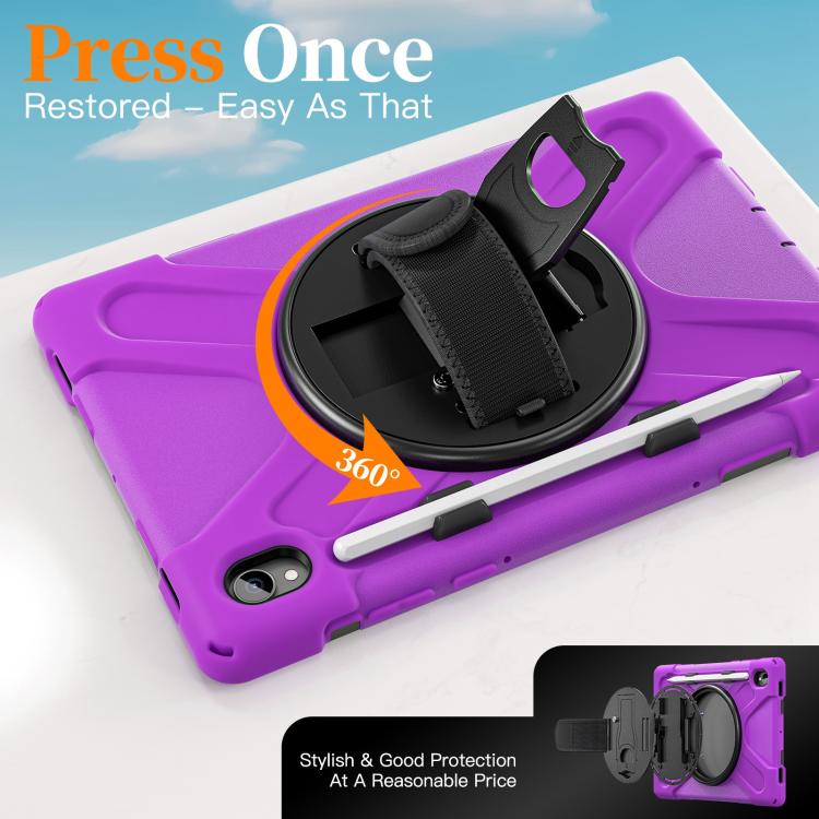 For Samsung Galaxy Tab S11 2025 Rotatable Holder Silicone Hybrid PC Tablet Case with Shoulder Strap