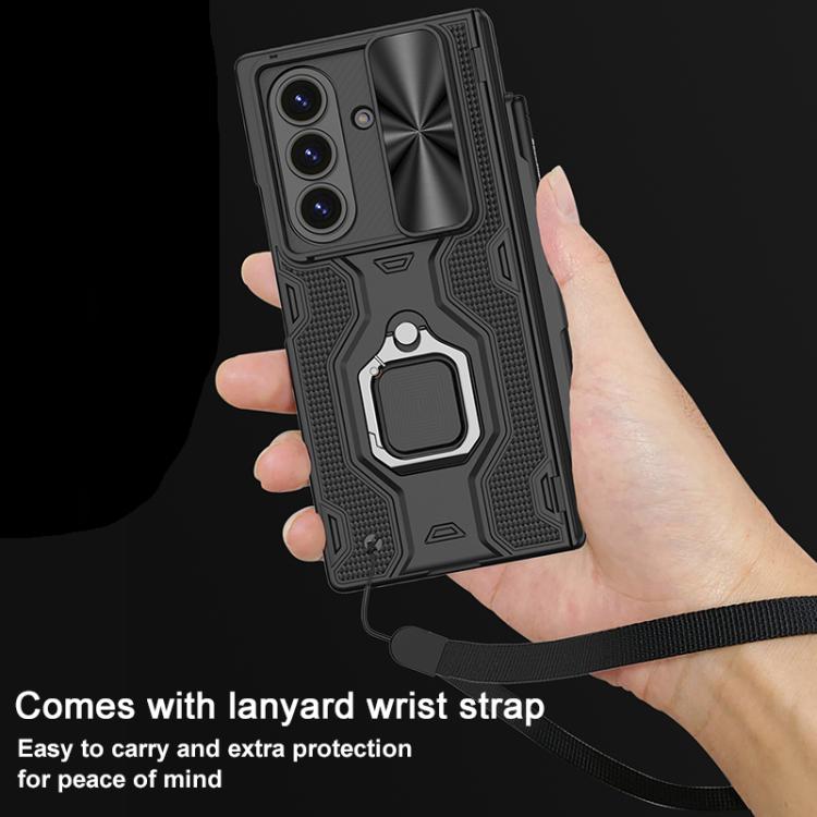 For Samsung Galaxy Z Fold7 5G GKK Magnetic Folding Hinge Diamond Phone Case with Pen Slot, Including Pen