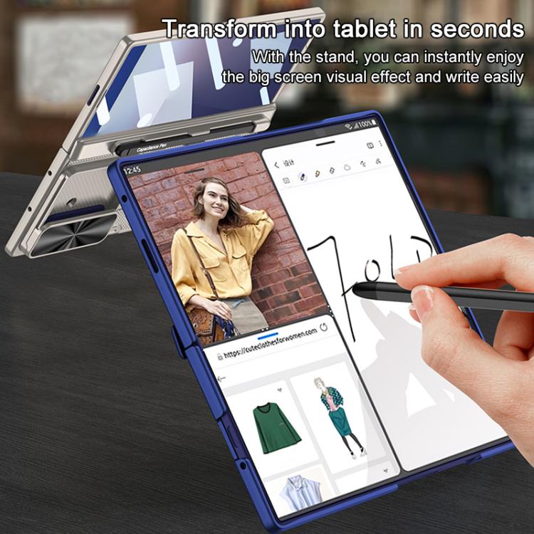 For Samsung Galaxy Z Fold7 5G GKK Magnetic Folding Hinge Diamond Phone Case with Pen Slot, Including Pen