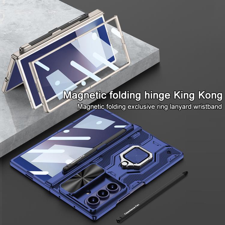 For Samsung Galaxy Z Fold7 5G GKK Magnetic Folding Hinge Diamond Phone Case with Pen Slot, Including Pen