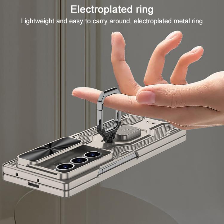 For Samsung Galaxy Z Fold7 5G GKK Magnetic Folding Hinge Diamond Phone Case with Ring Holder