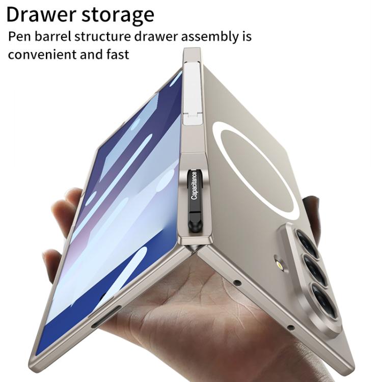 For Samsung Galaxy Z Fold7 5G GKK MagSafe Magnetic Folding Hinge Stand Phone Case with Pen Slots