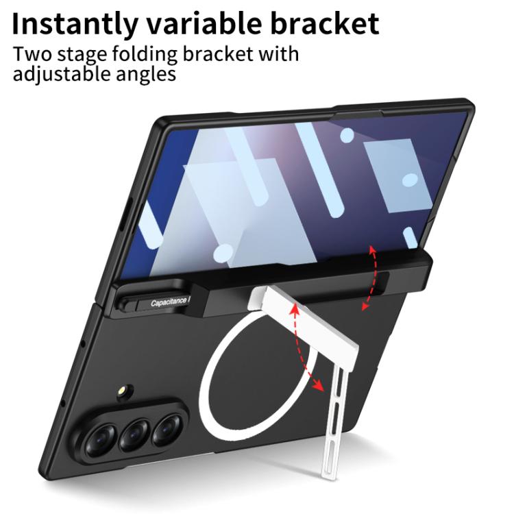 For Samsung Galaxy Z Fold7 5G GKK MagSafe Magnetic Folding Hinge Stand Phone Case with Pen Slots