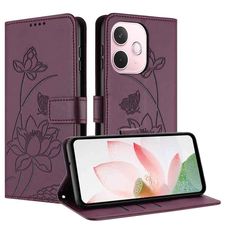 For OPPO A5 Pro 5G / 4G / A5 Energy Lotus Embossed Leather Phone Case with Lanyard