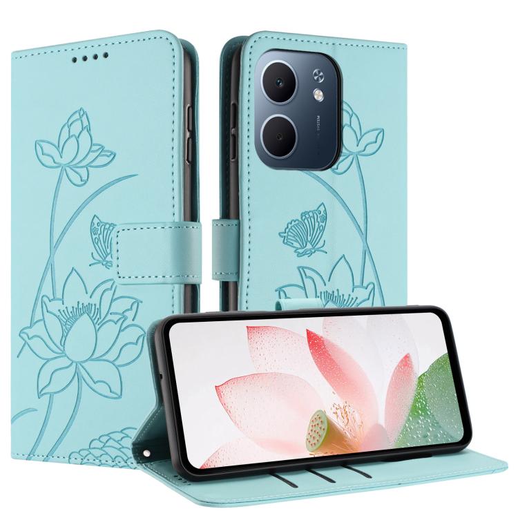 For OPPO A5x 5G / 4G Global Lotus Embossed Leather Phone Case with Lanyard