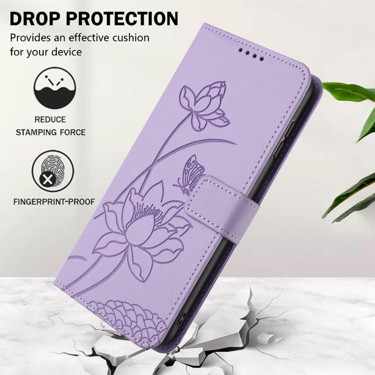 For OPPO A16 / A16s Lotus Embossed Leather Phone Case with Lanyard