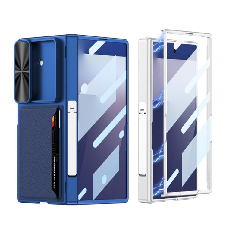 For Samsung Galaxy Z Fold7 5G GKK Integrated Magnetic Folding Hinge Sliding Lens Cover Card Bag Phone Case