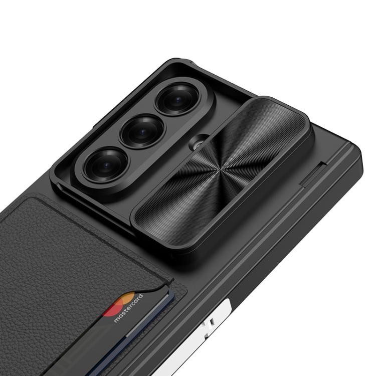 For Samsung Galaxy Z Fold7 5G GKK Integrated Magnetic Folding Hinge Sliding Lens Cover Card Bag Phone Case