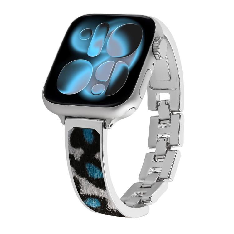 For Apple Watch 42mm / 41mm / 40mm / 38mm Leopard Print Bracelet Alloy Watch Band
