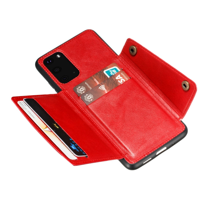 For Samsung Galaxy S20 FE Double Buckle PU + TPU Shockproof Magnetic Protective Case with Card Slot & Holder