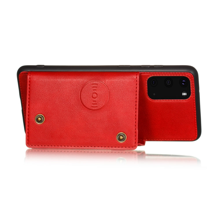 For Samsung Galaxy S20 FE Double Buckle PU + TPU Shockproof Magnetic Protective Case with Card Slot & Holder