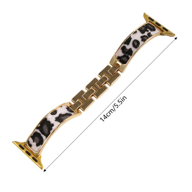 For Apple Watch 46mm / 49mm / 45mm / 44mm Leopard Print Bracelet Alloy Watch Band