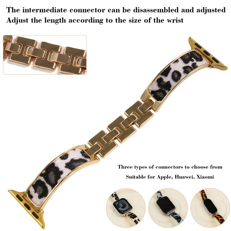 For Apple Watch 42mm / 41mm / 40mm / 38mm Leopard Print Bracelet Alloy Watch Band