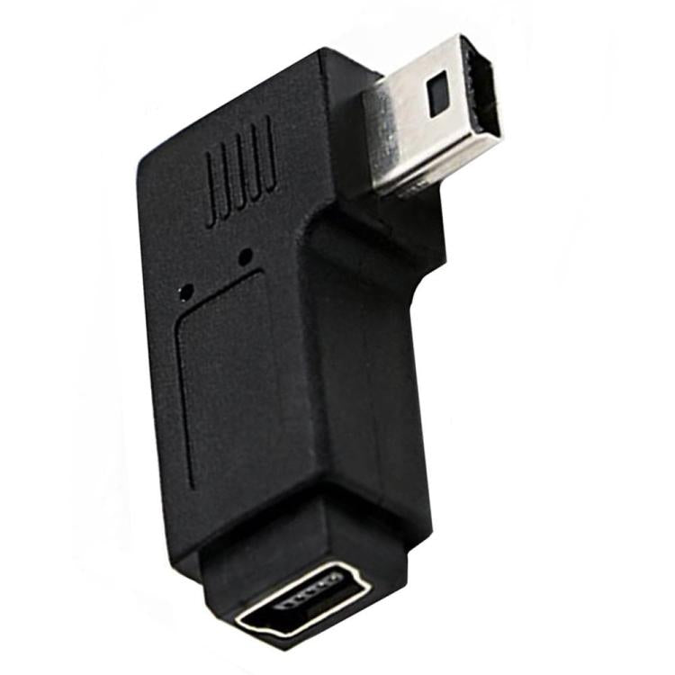 90 Degree Mini USB Male to Mini USB Female Extension Right Bend Adapter - Black