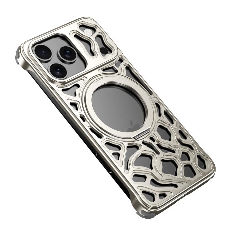 For iPhone 17 Pro Yunyan Series Alloy Rotating Holder MagSafe Half Frame Phone Case