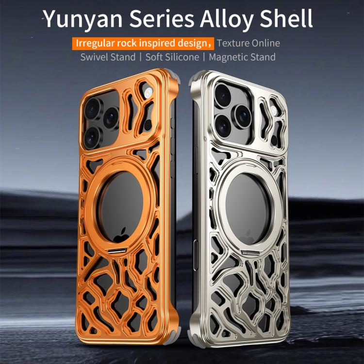 For iPhone 17 Pro Yunyan Series Alloy Rotating Holder MagSafe Half Frame Phone Case