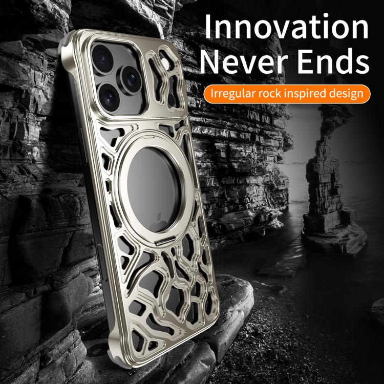 For iPhone 17 Pro Yunyan Series Alloy Rotating Holder MagSafe Half Frame Phone Case
