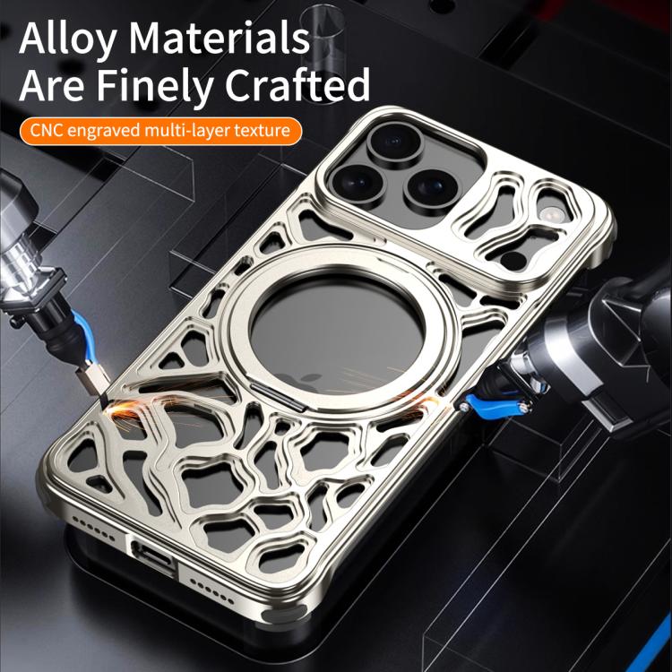 For iPhone 17 Pro Yunyan Series Alloy Rotating Holder MagSafe Half Frame Phone Case