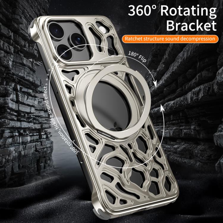 For iPhone 17 Pro Yunyan Series Alloy Rotating Holder MagSafe Half Frame Phone Case