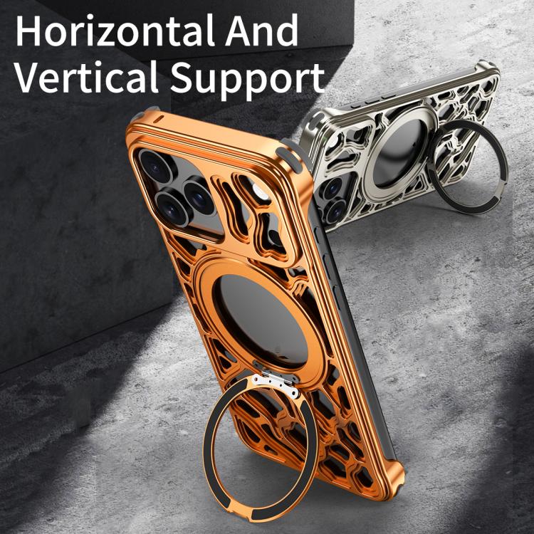 For iPhone 17 Pro Yunyan Series Alloy Rotating Holder MagSafe Half Frame Phone Case
