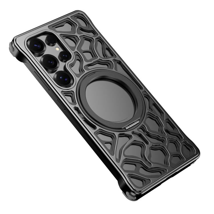 For Samsung Galaxy S23 Ultra 5G Yunyan Series Alloy Rotating Holder MagSafe Half Frame Phone Case
