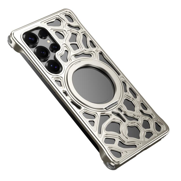 For Samsung Galaxy S23 Ultra 5G Yunyan Series Alloy Rotating Holder MagSafe Half Frame Phone Case