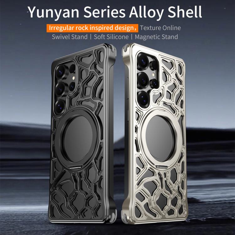 For Samsung Galaxy S24 Ultra 5G Yunyan Series Alloy Rotating Holder MagSafe Half Frame Phone Case