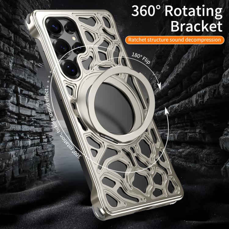 For Samsung Galaxy S24 Ultra 5G Yunyan Series Alloy Rotating Holder MagSafe Half Frame Phone Case