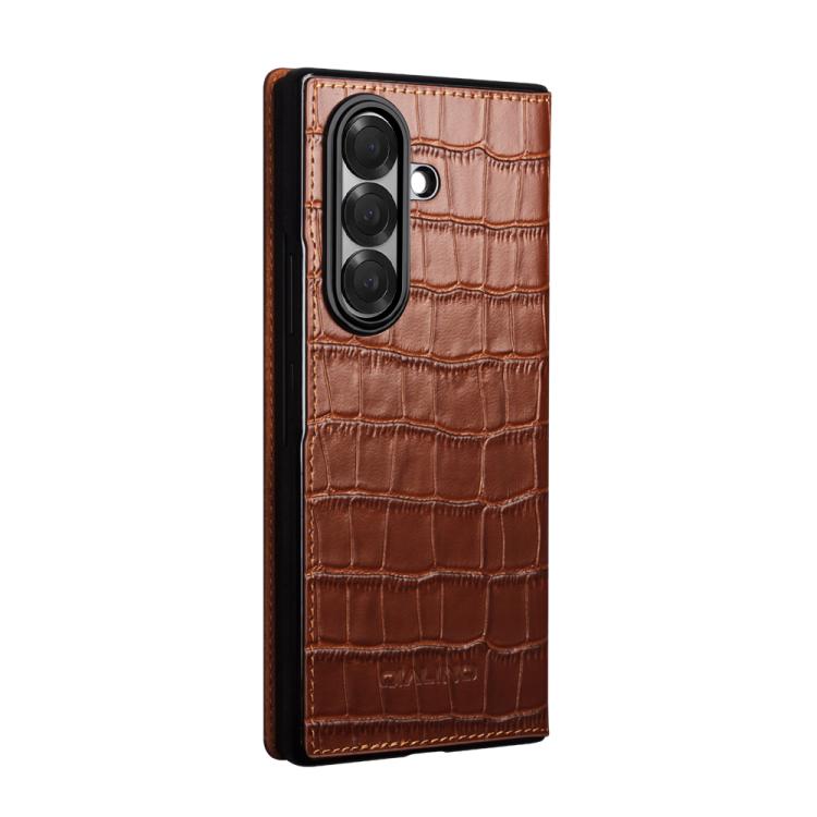 For Samsung Galaxy Z Fold7 5G QIALINO Crocodile Texture Genuine Leather Phone Case