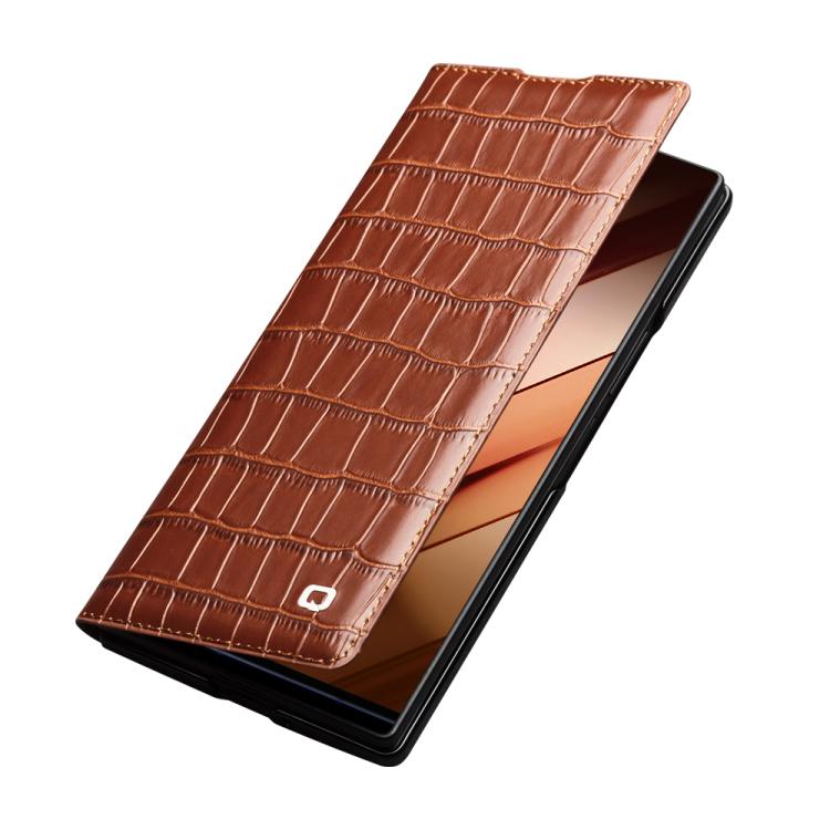 For Samsung Galaxy Z Fold7 5G QIALINO Crocodile Texture Genuine Leather Phone Case