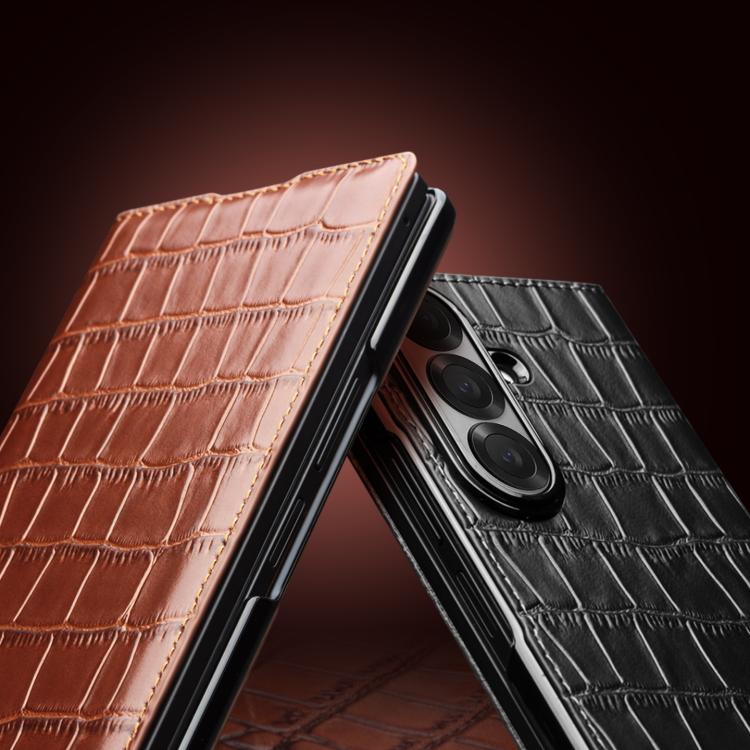 For Samsung Galaxy Z Fold7 5G QIALINO Crocodile Texture Genuine Leather Phone Case