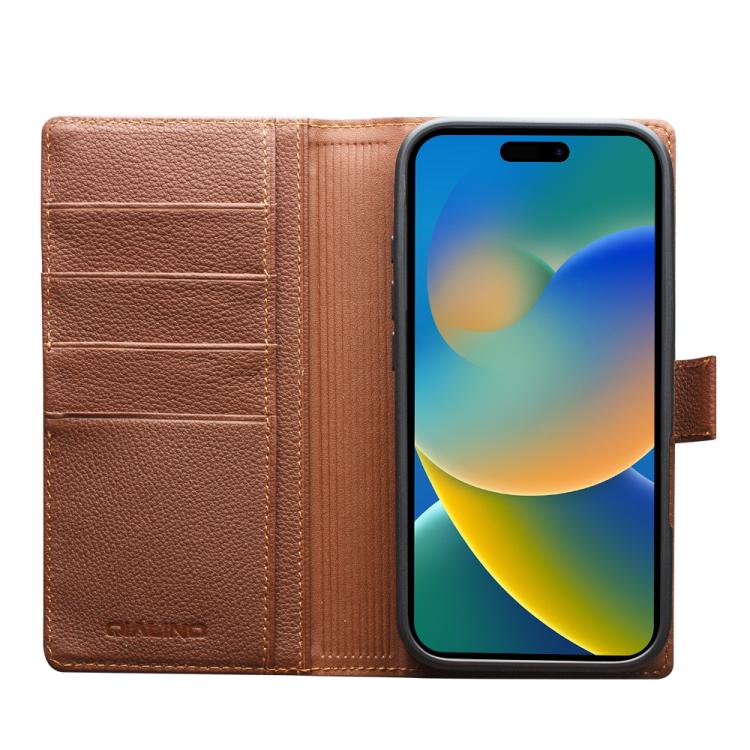 For iPhone 17 QIALINO Classics 3rd Genuine Leather Phone Case