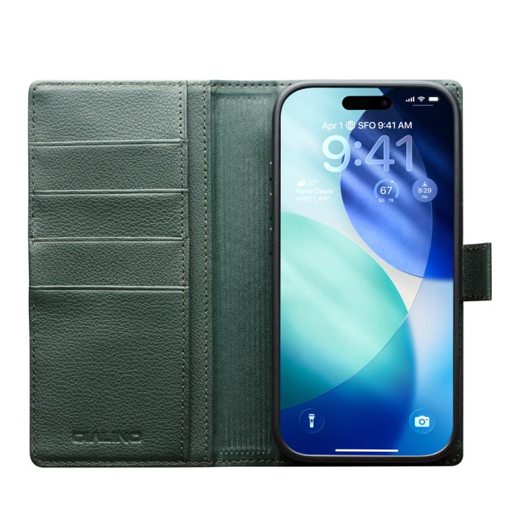 For iPhone 17 Pro Max QIALINO Classics 3rd Genuine Leather Phone Case