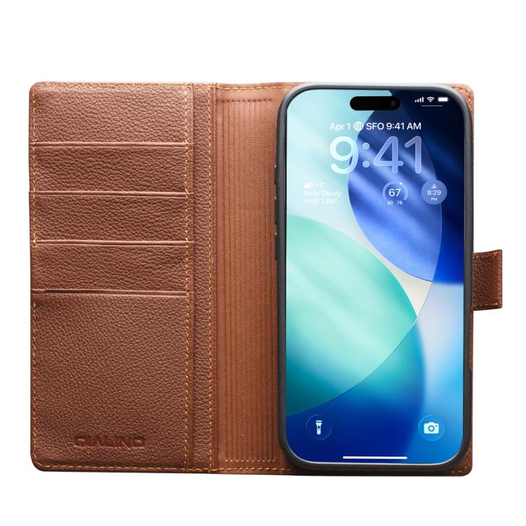 For iPhone 17 Pro Max QIALINO Classics 3rd Genuine Leather Phone Case