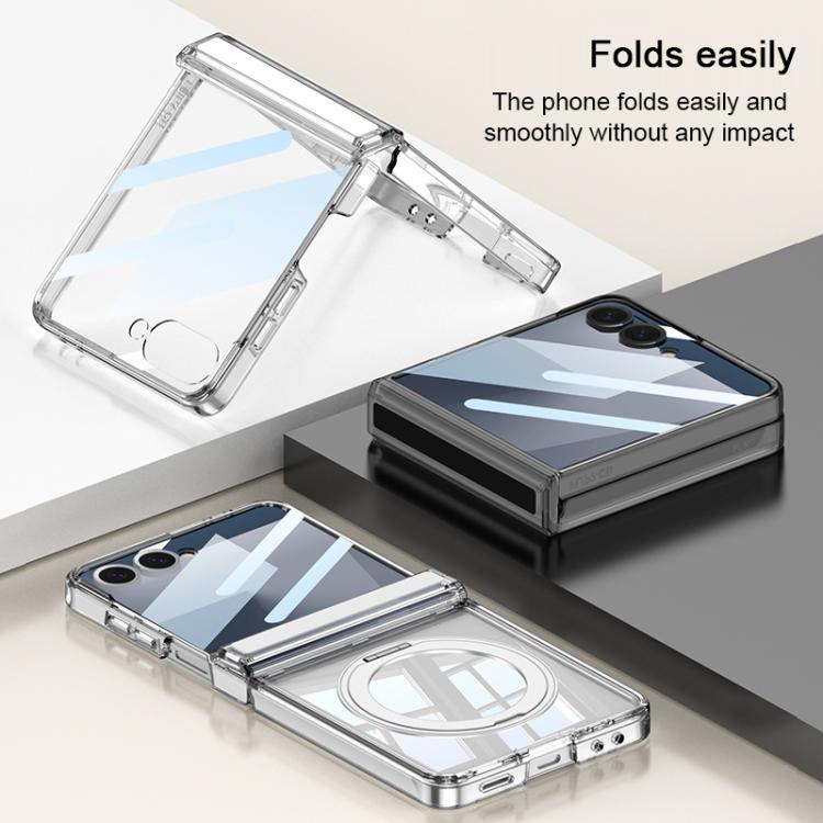 For Samsung Galaxy Z Flip7 5G GKK Integrated MagSafe Magnetic Hinge Folding Airbag Phone Case with Rotating Holder