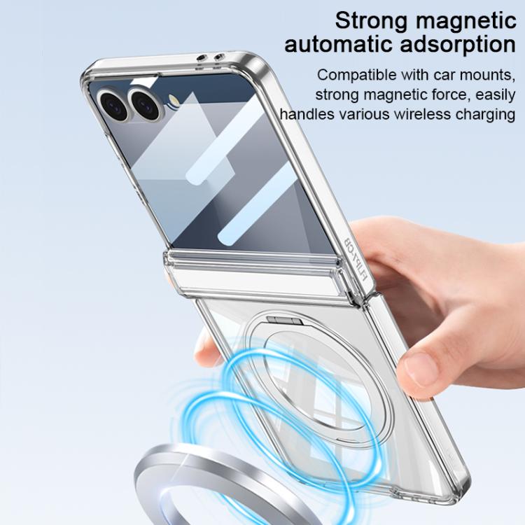 For Samsung Galaxy Z Flip7 5G GKK Integrated MagSafe Magnetic Hinge Folding Airbag Phone Case with Rotating Holder