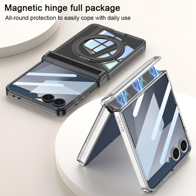 For Samsung Galaxy Z Flip7 5G GKK Integrated MagSafe Magnetic Hinge Folding Airbag Phone Case with Rotating Holder