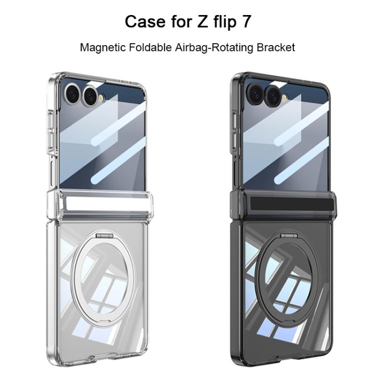 For Samsung Galaxy Z Flip7 5G GKK Integrated MagSafe Magnetic Hinge Folding Airbag Phone Case with Rotating Holder