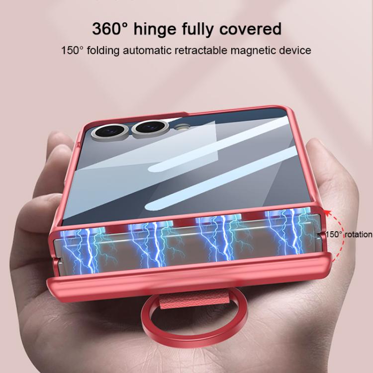 For Samsung Galaxy Z Flip7 5G GKK Integrated Magnetic Folding Full Cover Phone Case with D-Cross Ring
