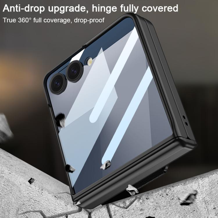 For Samsung Galaxy Z Flip7 5G GKK Integrated Magnetic Folding Full Cover Phone Case with D-Cross Ring