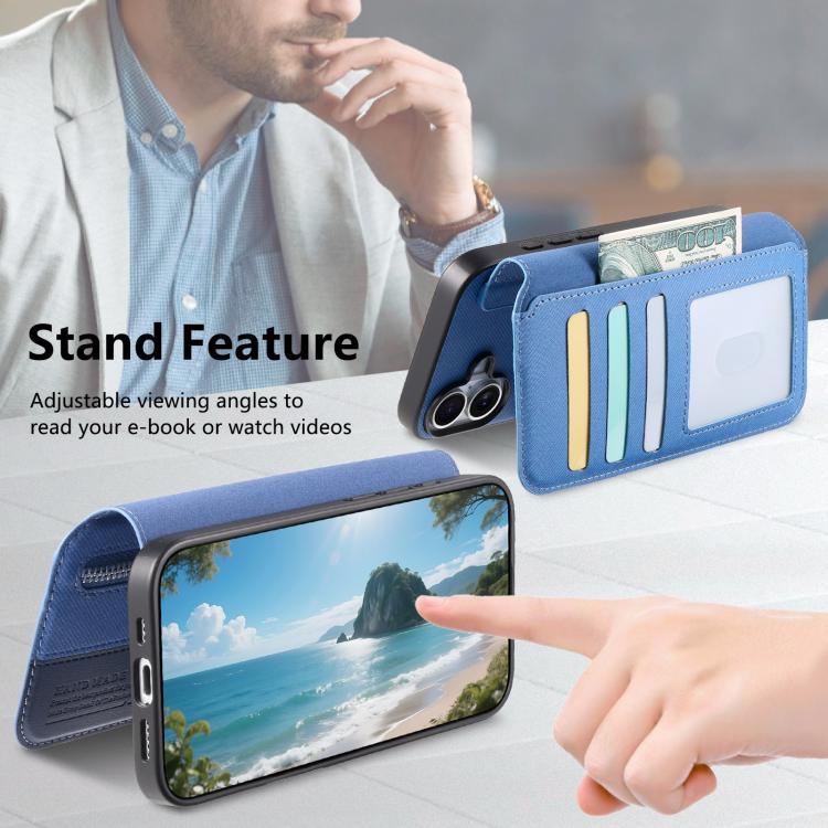 For Galaxy S23+ 5G Twill Fabric MagSafe RFID Anti-theft Zipper Wallet Leather Phone Case